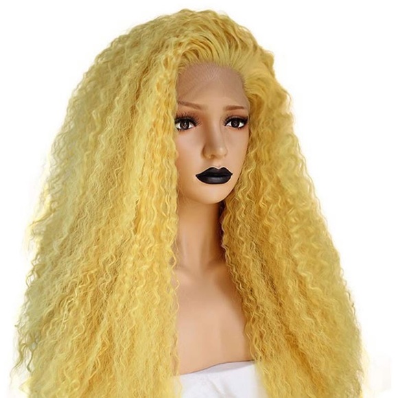 ✨YELLOW KINKY LOOK LACE-FRONT WIG *NWT* ?